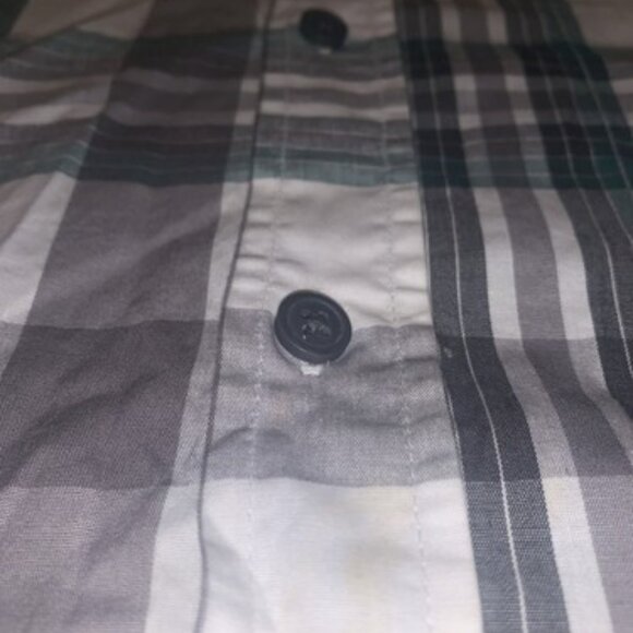 Columbia Mens Grey White Green Plaid Button Up Short Sleeve Shirt XL Regular Fit - Picture 3 of 7